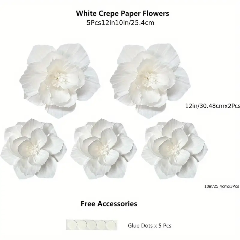 5 Packs of White Paper Flowers - огляд і ціна Wedding Power Supply