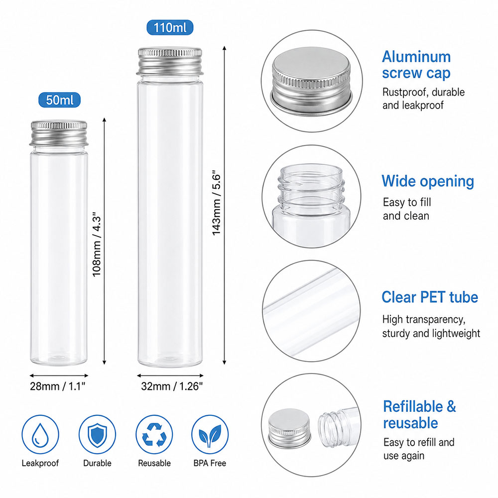 20pcs 50ml/100ml Clear Flat Tu - огляд і ціна Wedding Souvenir