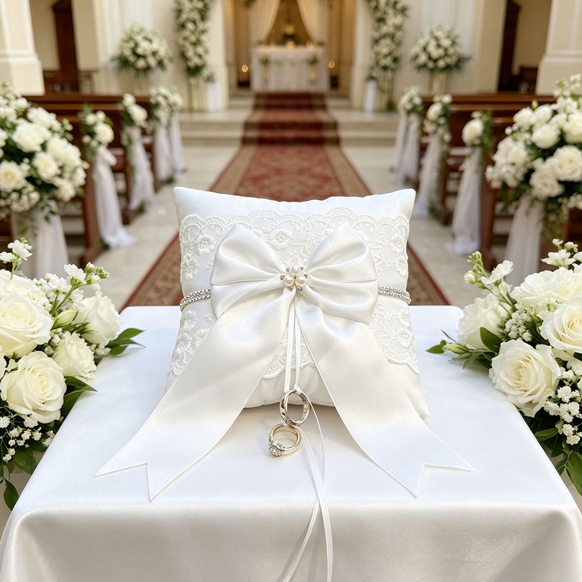 White Lace Wedding Ring Pillow - огляд і ціна Ring Bearer Pillow