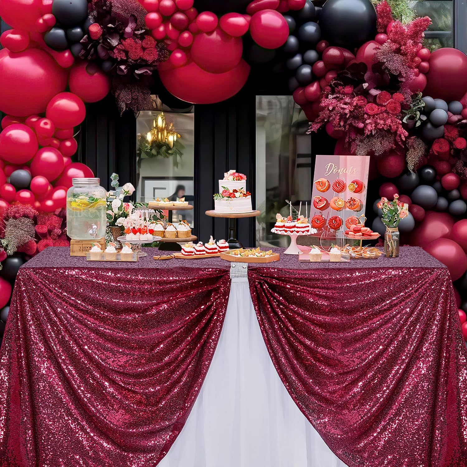 Burgundy Sequin Tablecloth Gli - огляд і ціна Table Runner Sequin