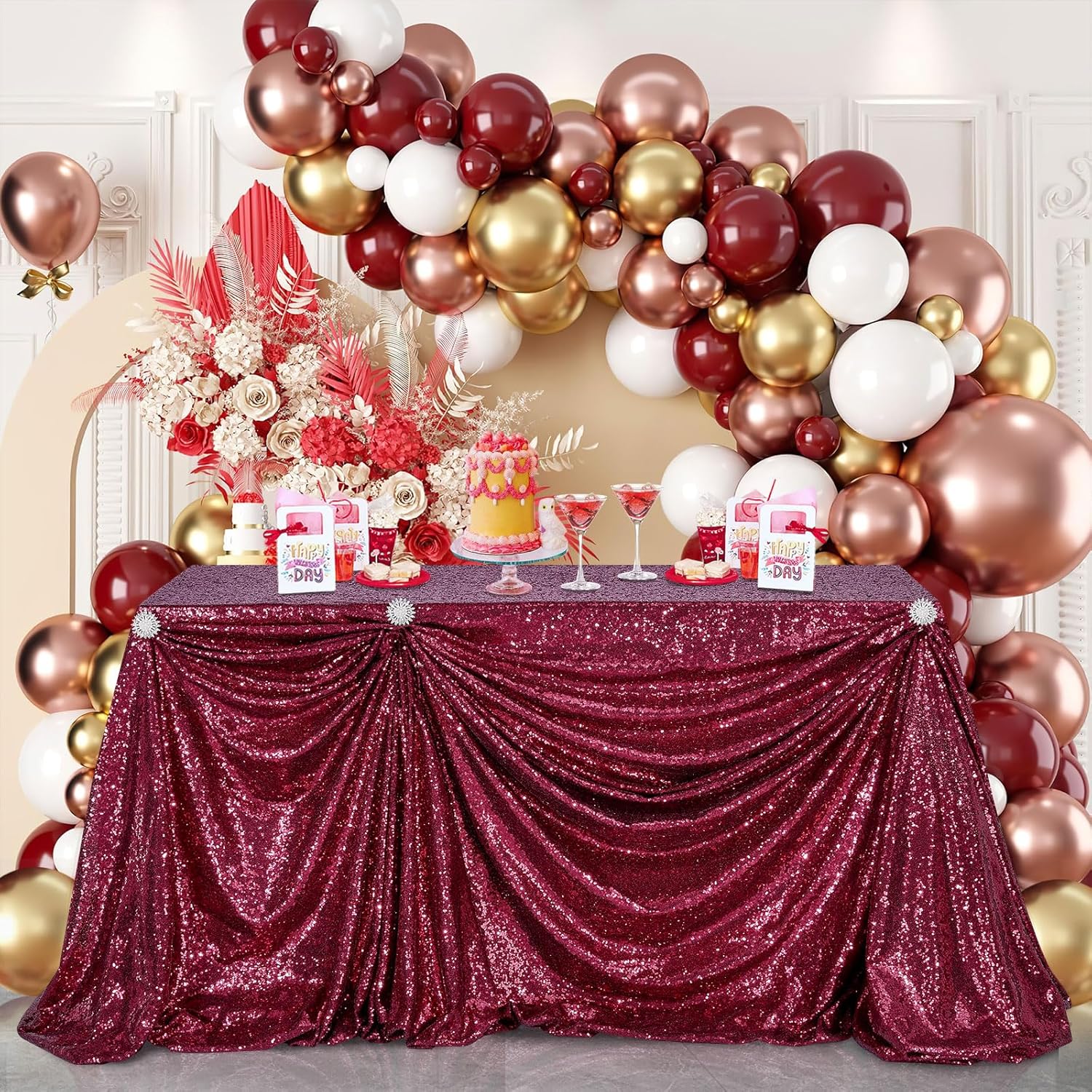 Burgundy Sequin Tablecloth Gli - огляд і ціна Table Runner Sequin
