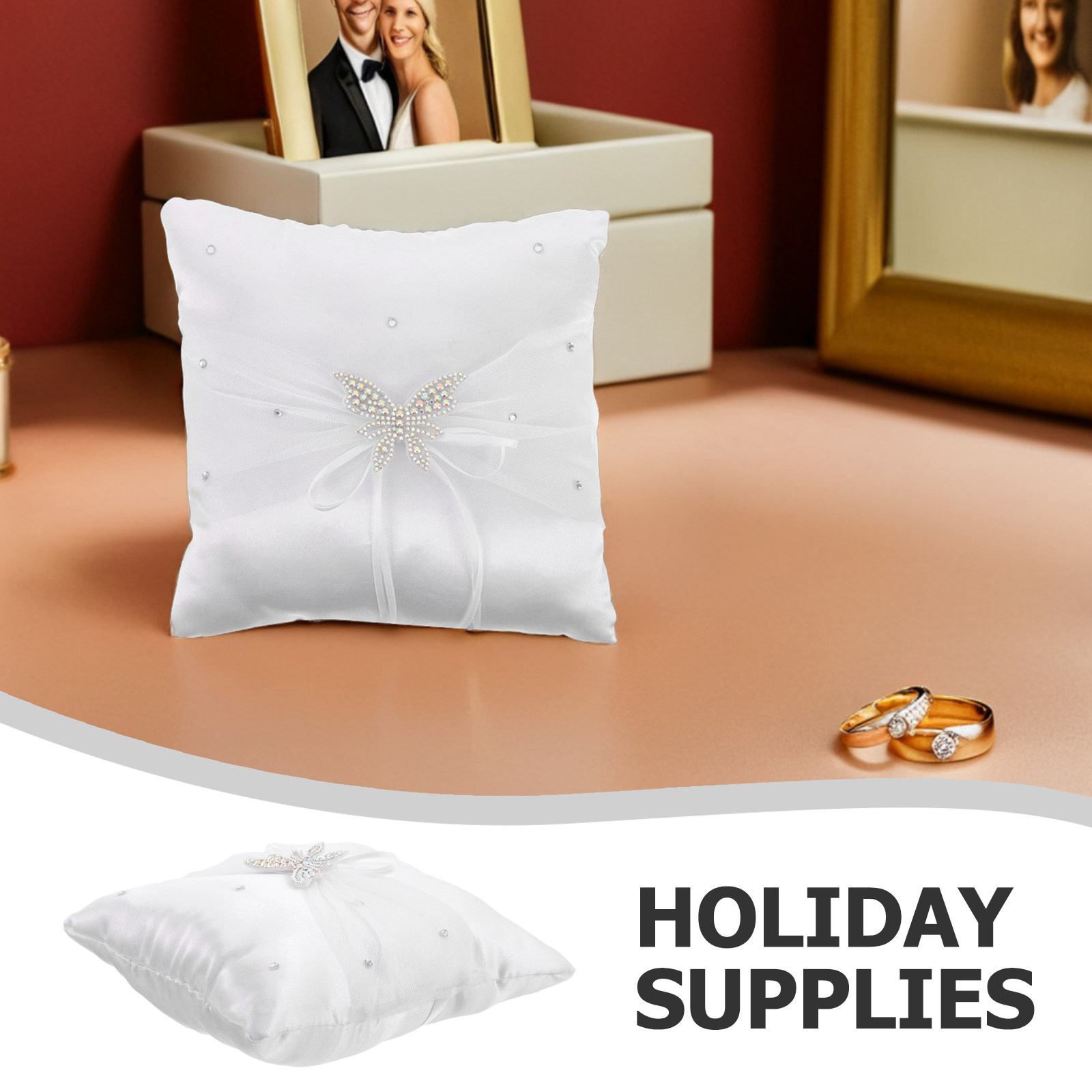 White Satin Wedding Ring Pillo - огляд і ціна Ring Bearer Pillow