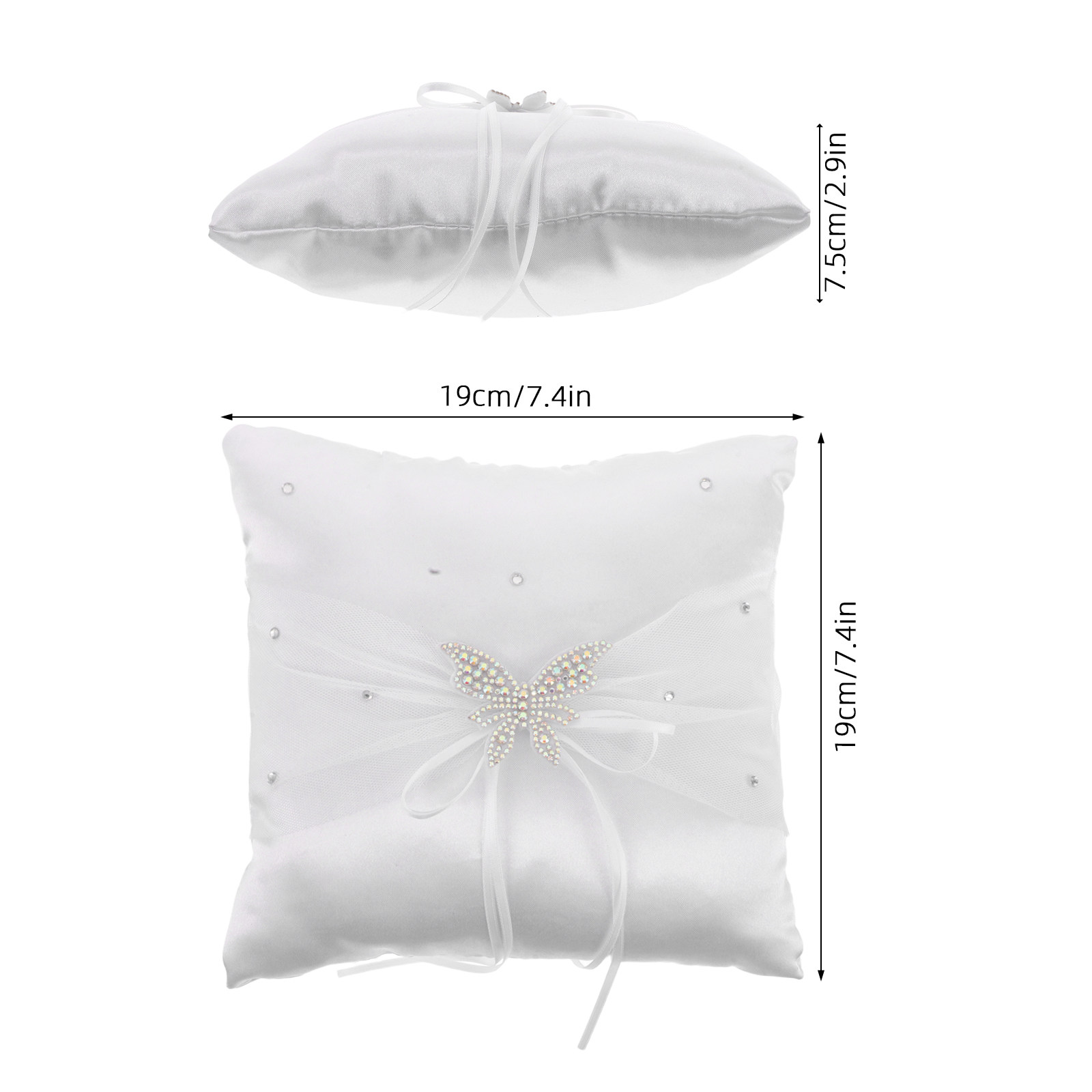 White Satin Ring Pillow Rhines - огляд і ціна Ring Bearer Pillow