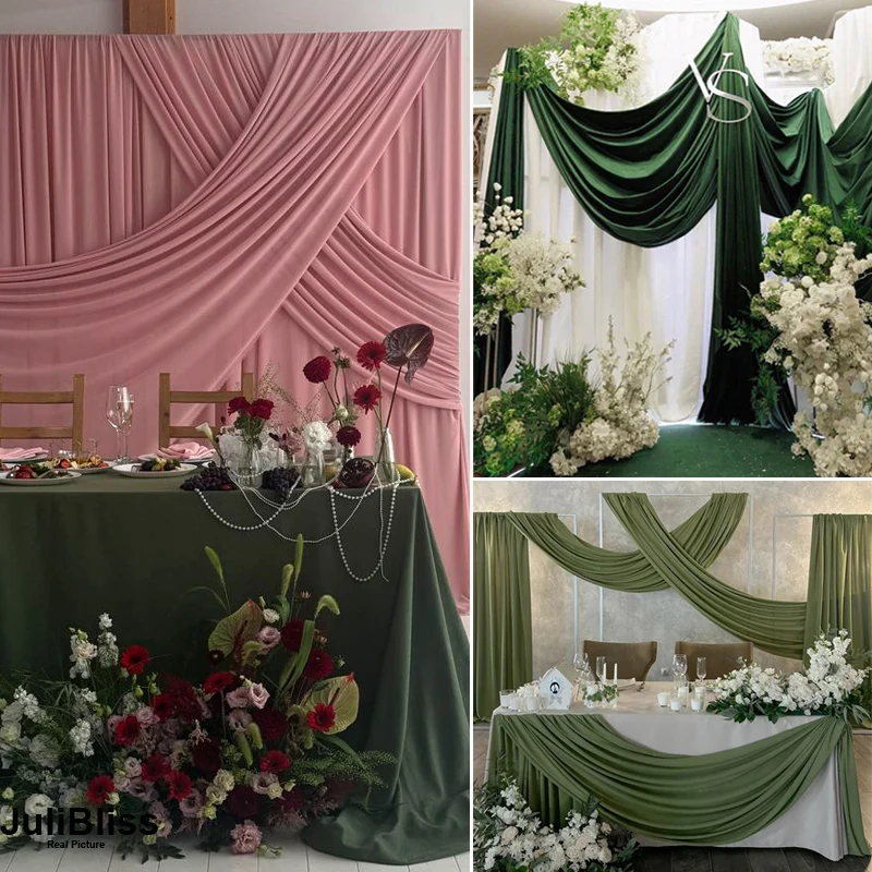 Olive Avocado Green Knitted Fa - огляд і ціна Wedding Backdrop Curtain