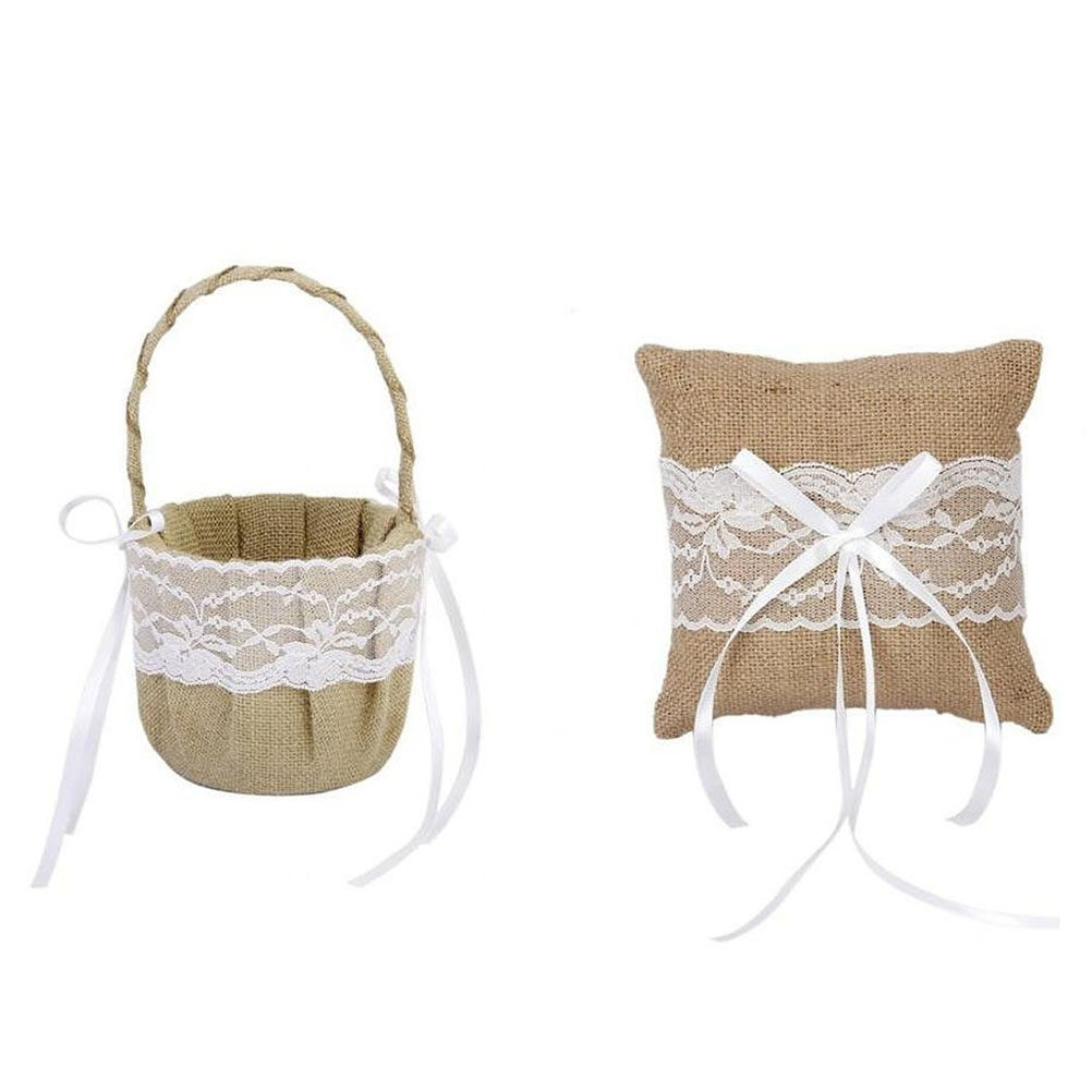 Set of 6 6'' Burlap Jute Lace  - огляд і ціна Ring Bearer Pillow